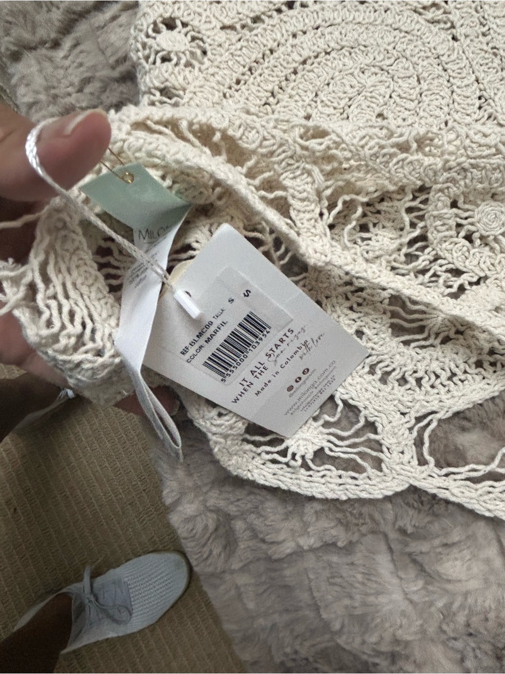 White Crochet Swim Coverup Tank - Lightweight Lace Overlay - Picture 3 of 4